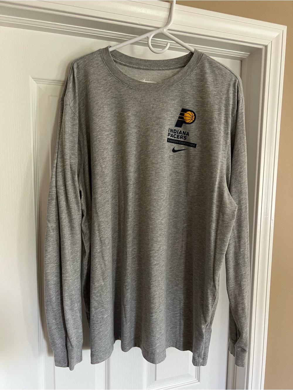 Nike Gray Indiana Pacers Long Sleeve Tee with Team Logo